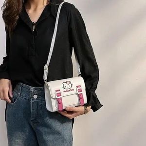 Y2K White & Pink Faux Leather Hello Kitty Crossbody Bag Purse